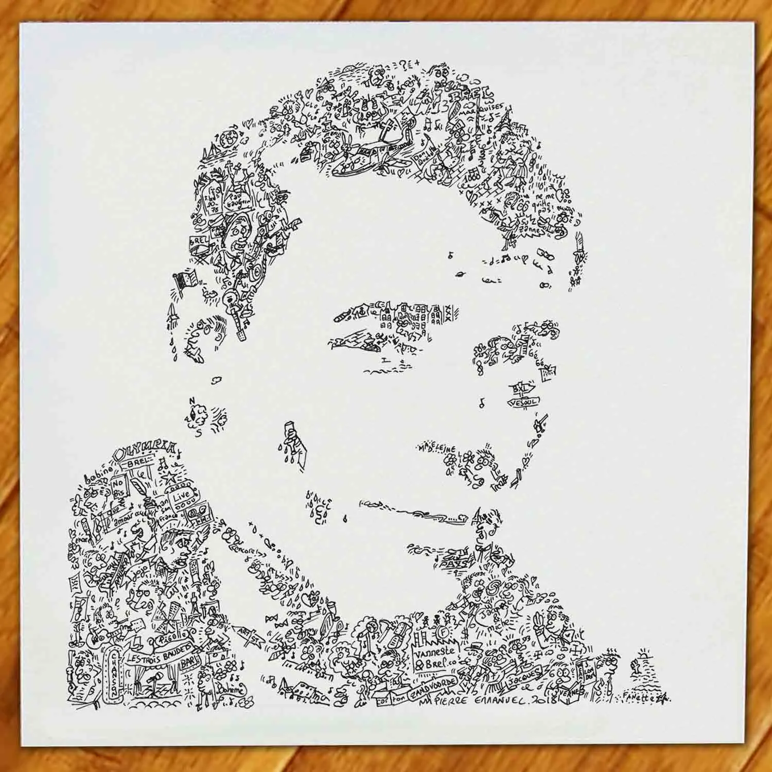 DrawInside Jacques Brel affiche 20x20 cm chanson