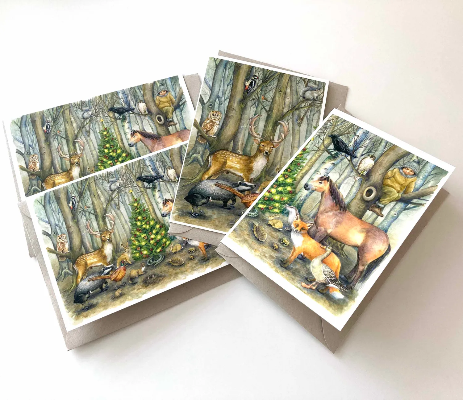 Helena Perry Woodland carte de vœux A6 scène complète