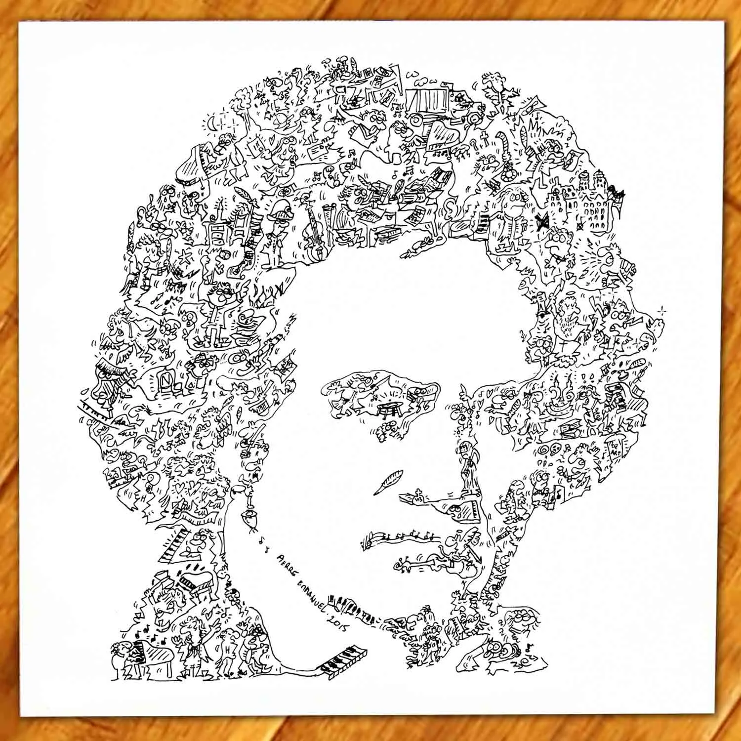 DrawInside Beethoven affiche 30x30 cm signée