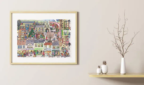 Helena Perry Eco-town affiche print A3 scène hiver papier épais