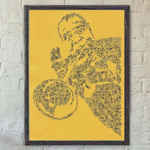 DrawInside Louis Armstrong Yellow affiche A4 jaune