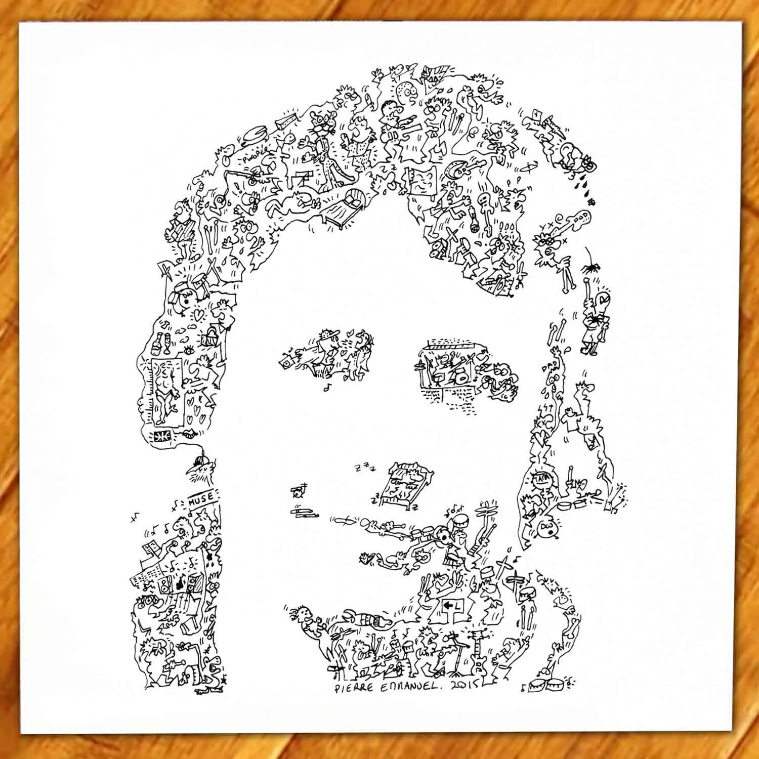 DrawInside Dominic Howard - MUSE affiche 20x20 cm batteur