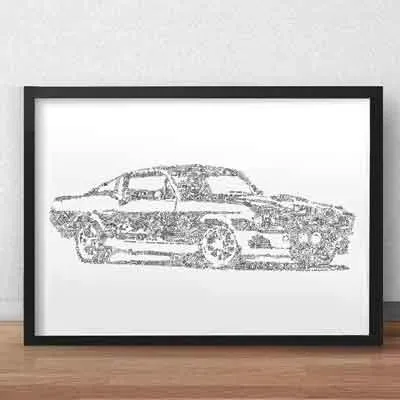 DrawInside Mustang Shelby GT500 affiche A4 21x30