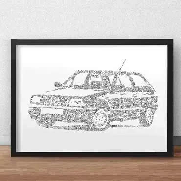 DrawInside VW Polo Mk2 affiche A4 voiture