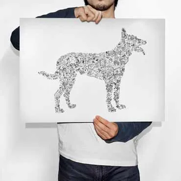 DrawInside Malinois Dog affiche A4 berger belge