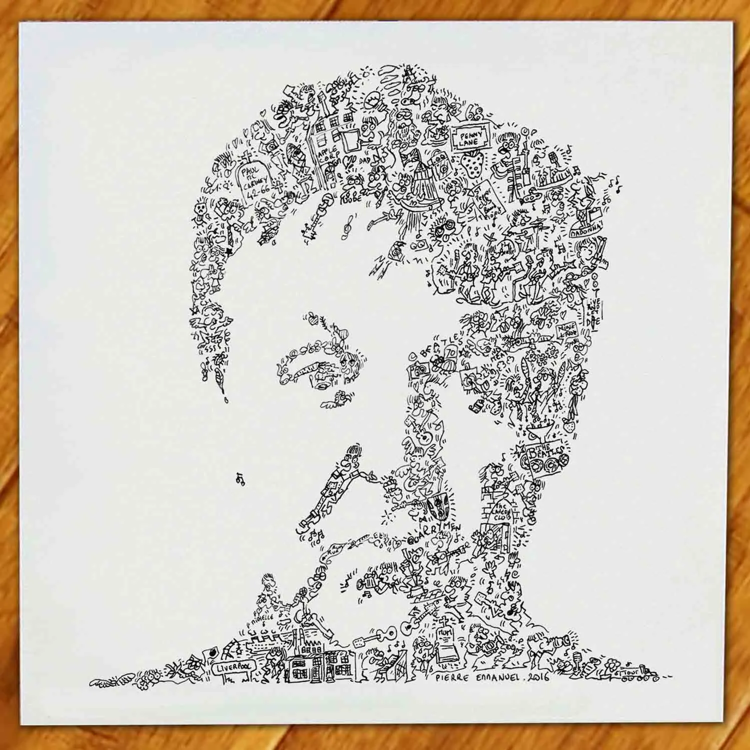 DrawInside Paul McCartney affiche Beatles 30x30 cm basse