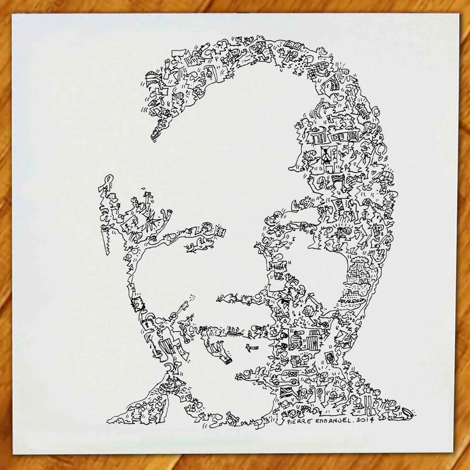 DrawInside Mandela affiche 20x20cm portrait histoire