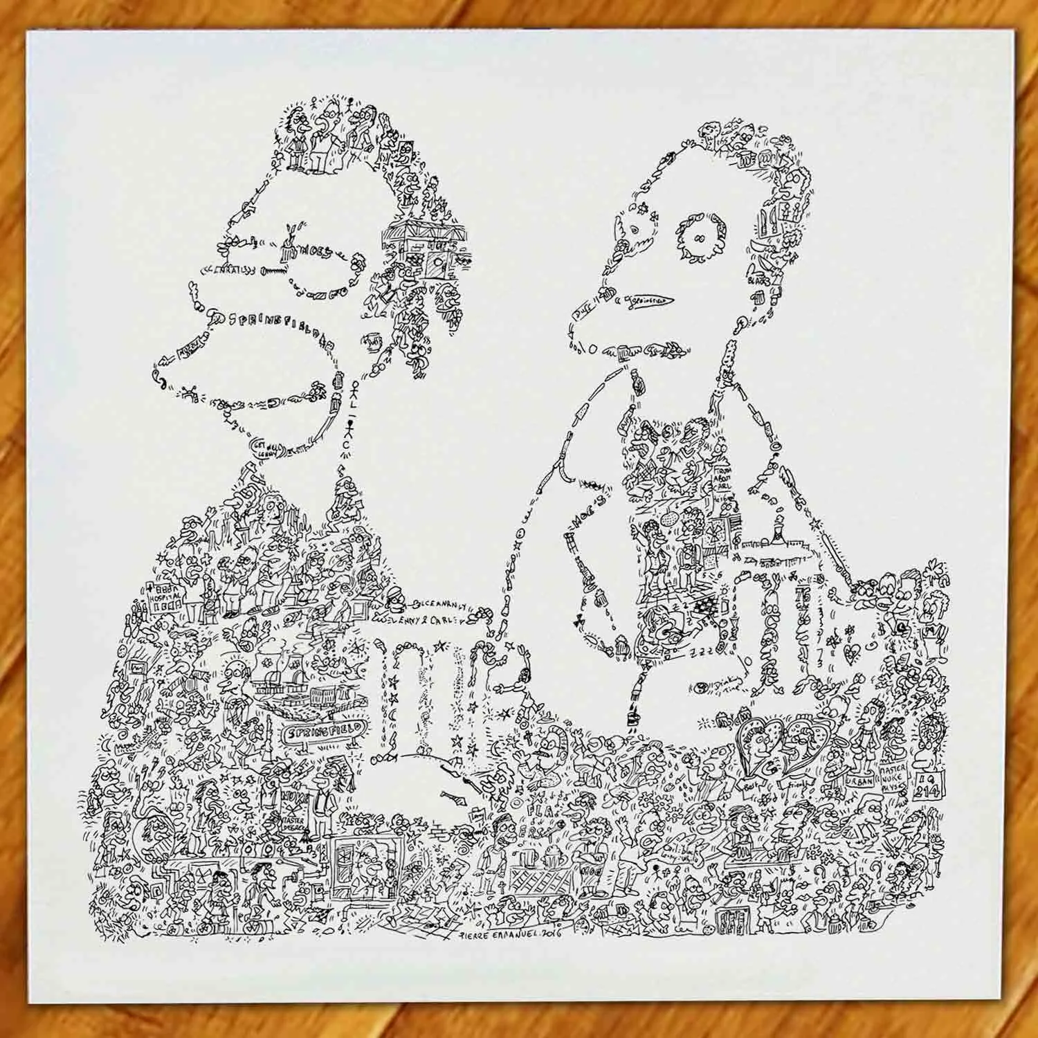 DrawInside Lenny et Carl Simpsons affiche 20x20 cm dessin détails