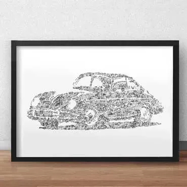 DrawInside Porsche 356 affiche A3 30x42 cm signée
