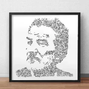 DrawInside Eddy Mitchell affiche 30x30 cm noir et blanc