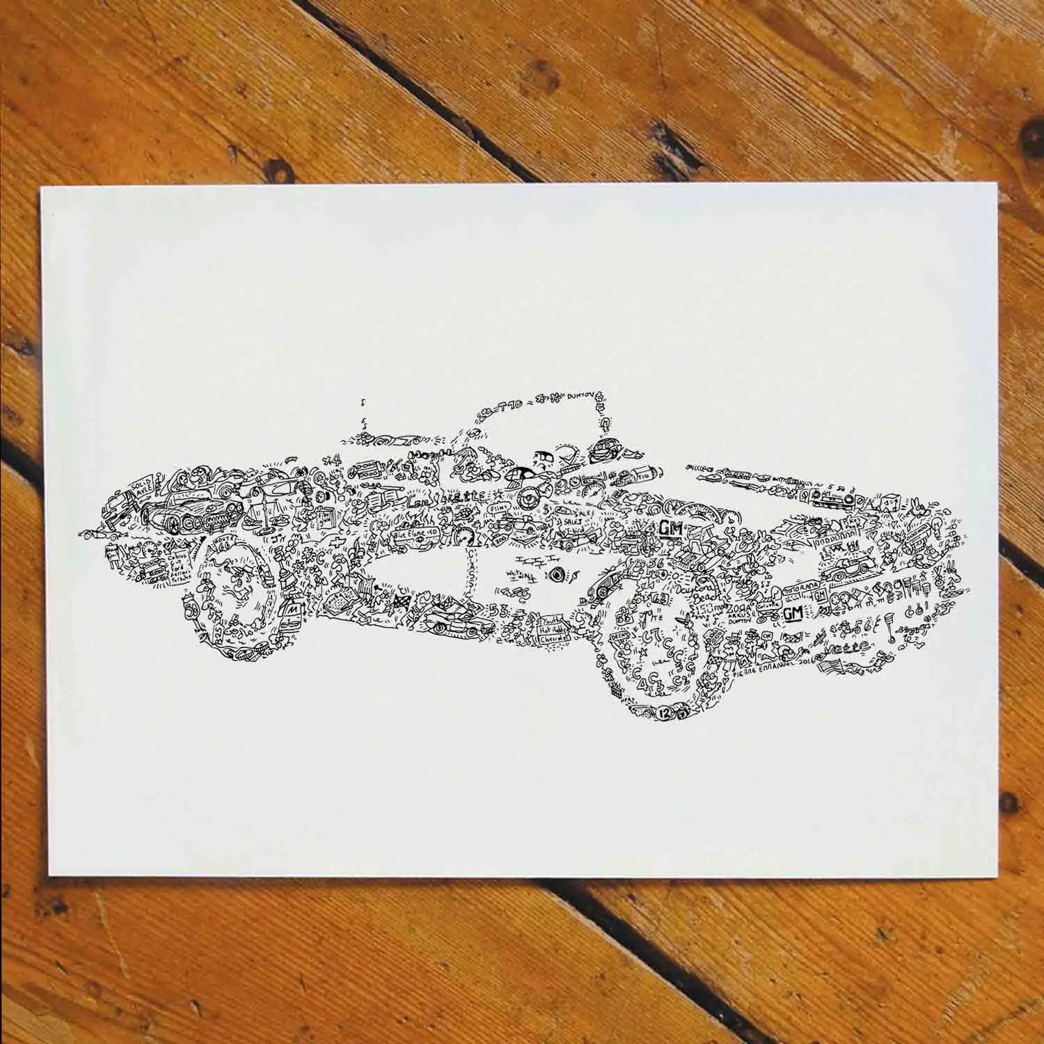 DrawInside Corvette C1 affiche A4 21x30 cm voiture