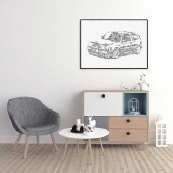 DrawInside VW Golf 3 affiche A4 21x30 cm voiture