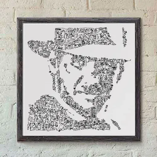 DrawInside Indiana Jones affiche 30x30 cm signée