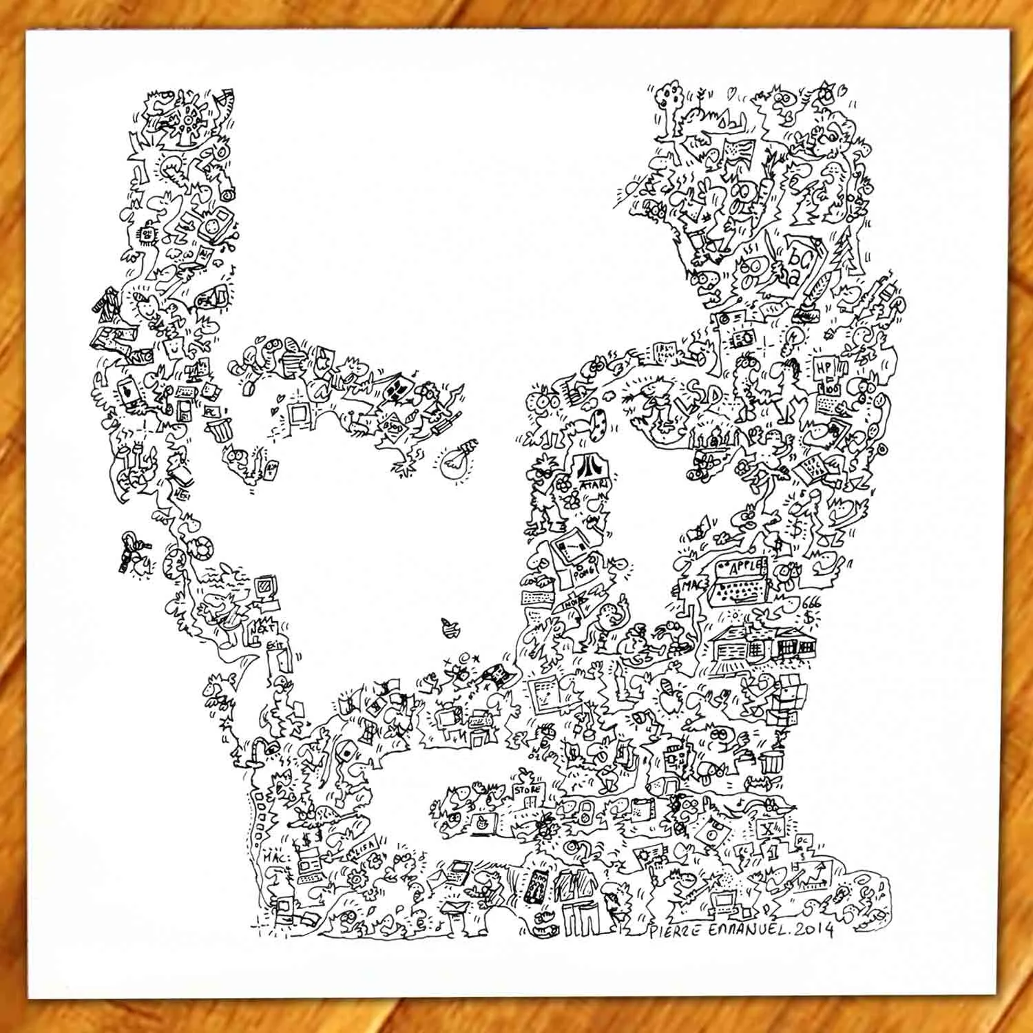 DrawInside Steve Jobs affiche 20x20 cm papier mat