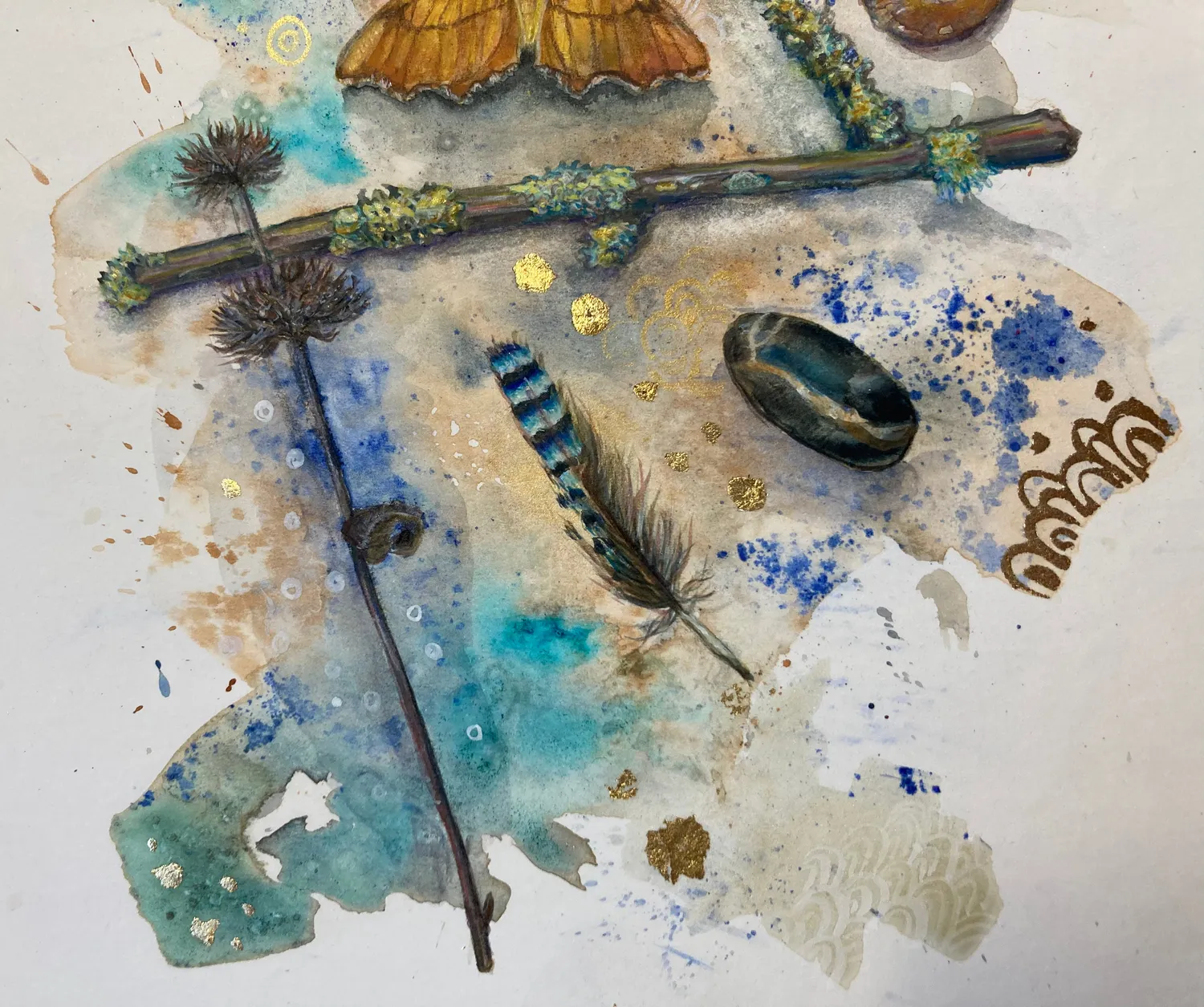 Helena Perry August Thorn Spell peinture originale non encadrée