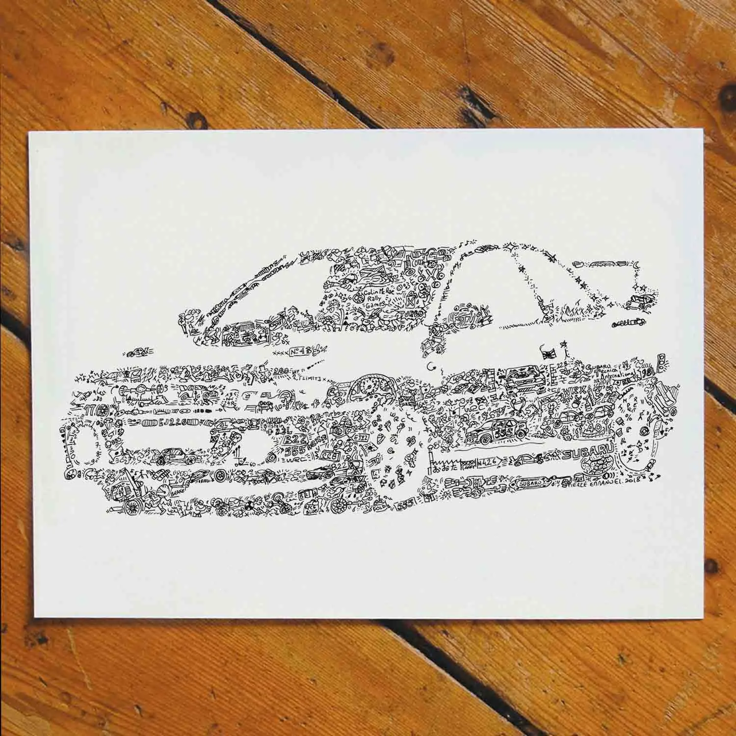 DrawInside Subaru Impreza WRX STI affiche A3 30x42 cm rallye