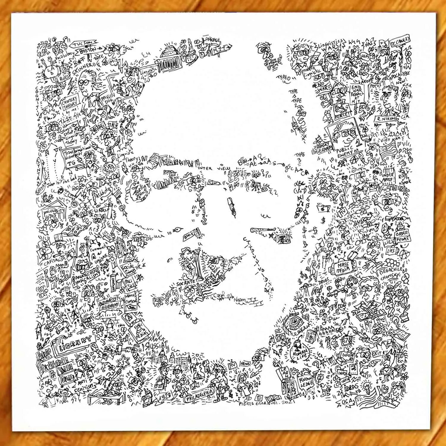DrawInside Noam Chomsky affiche 30x30 cm littérature