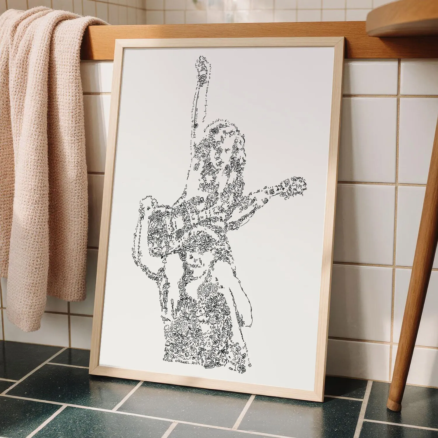 DrawInside Shoulder Ride ACDC affiche A3 rock