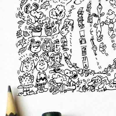DrawInside Snoopy poster art 30x30 cm papier mat signé