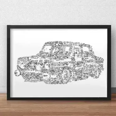 DrawInside Renault R8 Gordini affiche A3 bleue