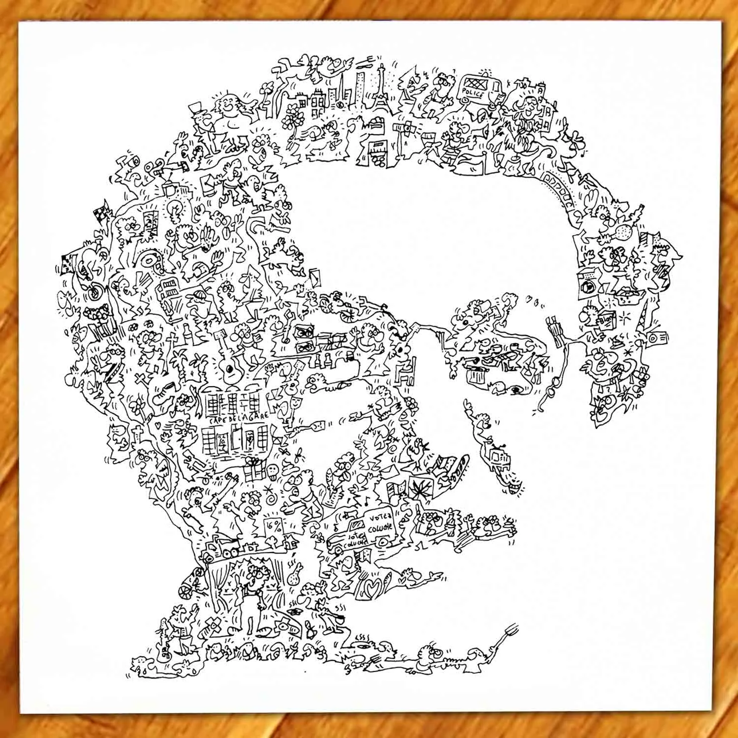 DrawInside Coluche affiche 30x30 cm papier mat