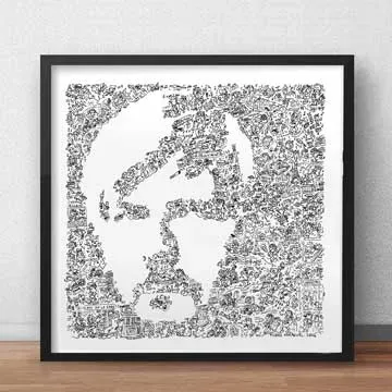 DrawInside Renaud Sechan affiche 30x30 cm portrait illustré