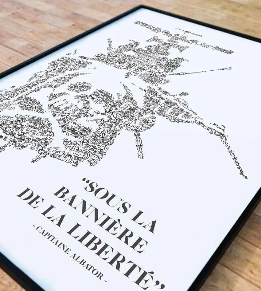 DrawInside Space Pirate Battleship Arcadia affiche A4 français signée