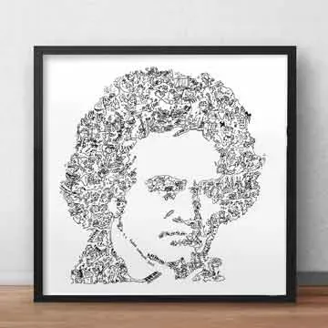 DrawInside Beethoven affiche 30x30 cm signée