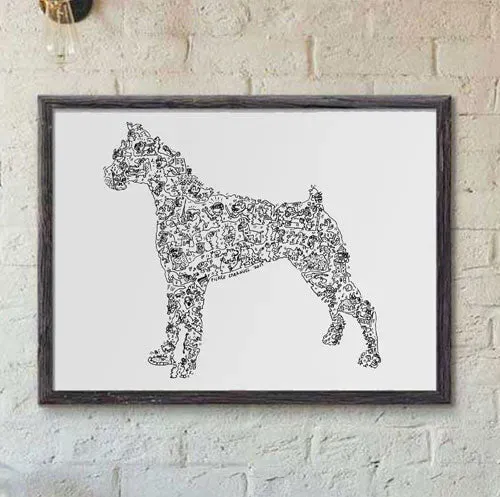DrawInside Boxer affiche A4 chien papier mat