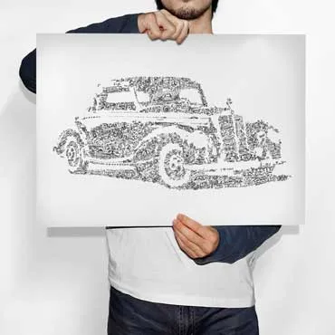 DrawInside Mercedes 220 affiche A4 coupé W187