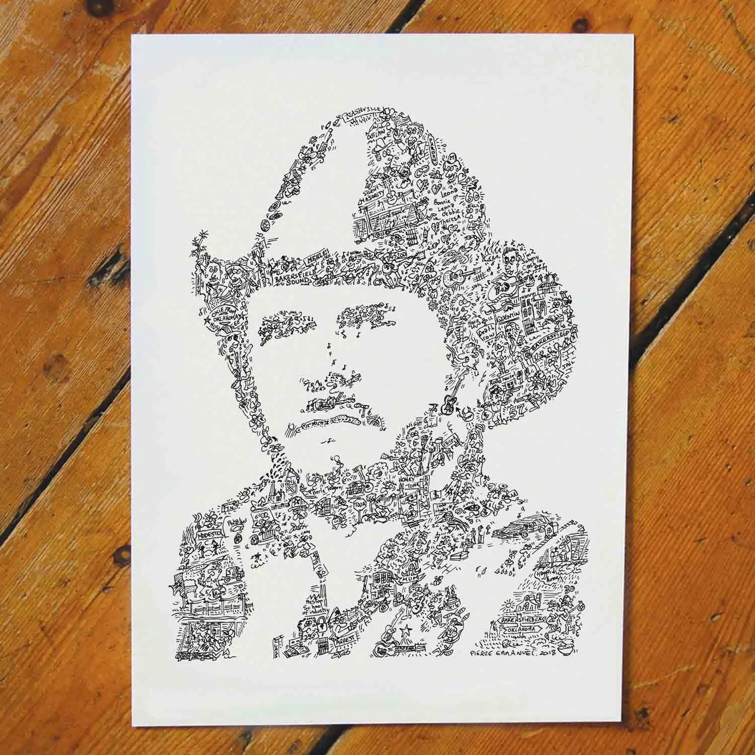 DrawInside Merle Haggard affiche A4 21x30 cm Bakersfield