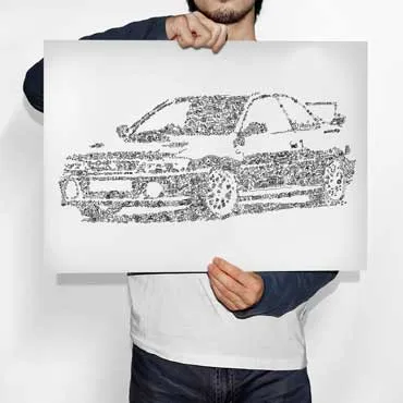 DrawInside Subaru Impreza WRX STI affiche A3 30x42 cm rallye