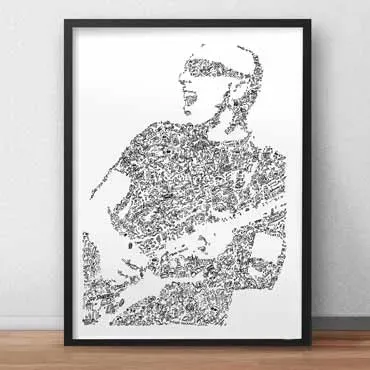 DrawInside Joe Satriani affiche A4 guitariste rock