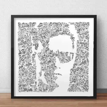 DrawInside Terminator T800 affiche 20x20 cm Schwarzenegger