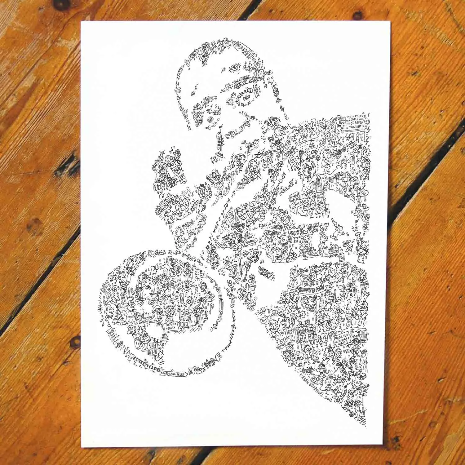 DrawInside Louis Armstrong affiche A4 jazz papier mat