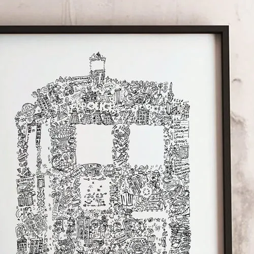 DrawInside Tardis Dr Who affiche poster signé