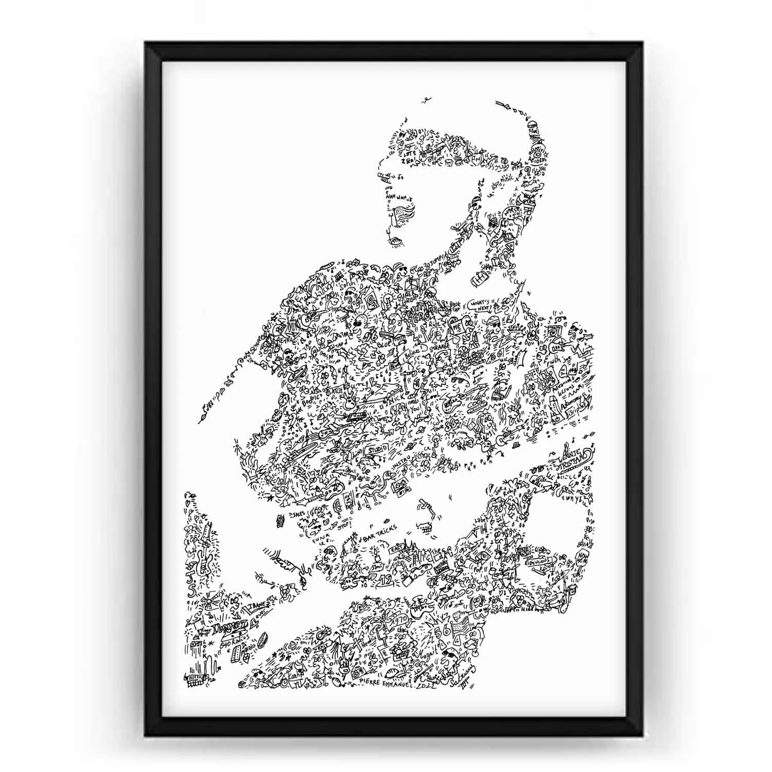 DrawInside Joe Satriani affiche A4 guitariste rock