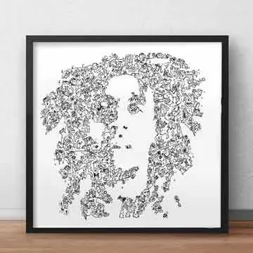 DrawInside Bob Marley affiche 30x30 reggae