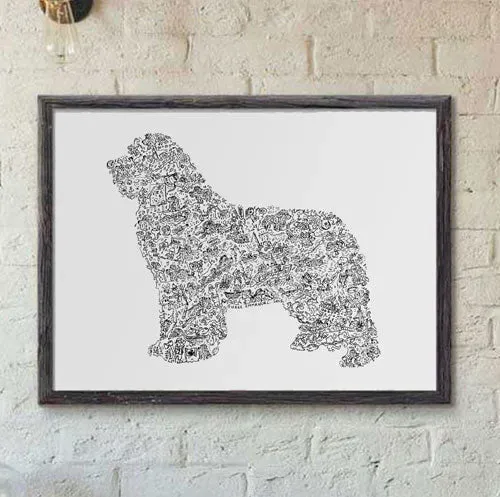 DrawInside Terre Neuve affiche A4 21x30 cm chien