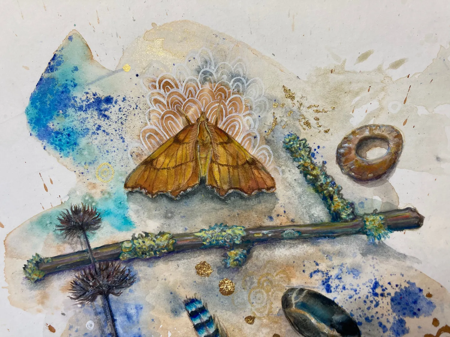 Helena Perry August Thorn Spell peinture originale non encadrée