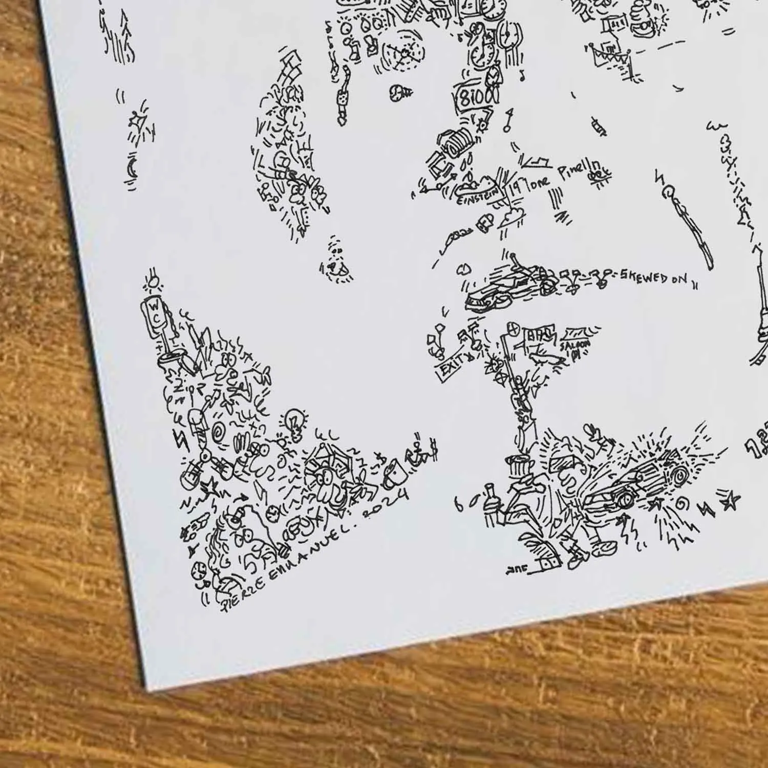 DrawInside Doc Emmett Brown affiche 30x30 cm papier mat