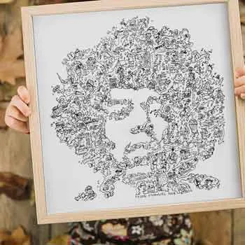 DrawInside Jimi Hendrix portrait affiche 30x30 rock
