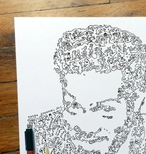 DrawInside Chuck Berry affiche 20x20 cm rock