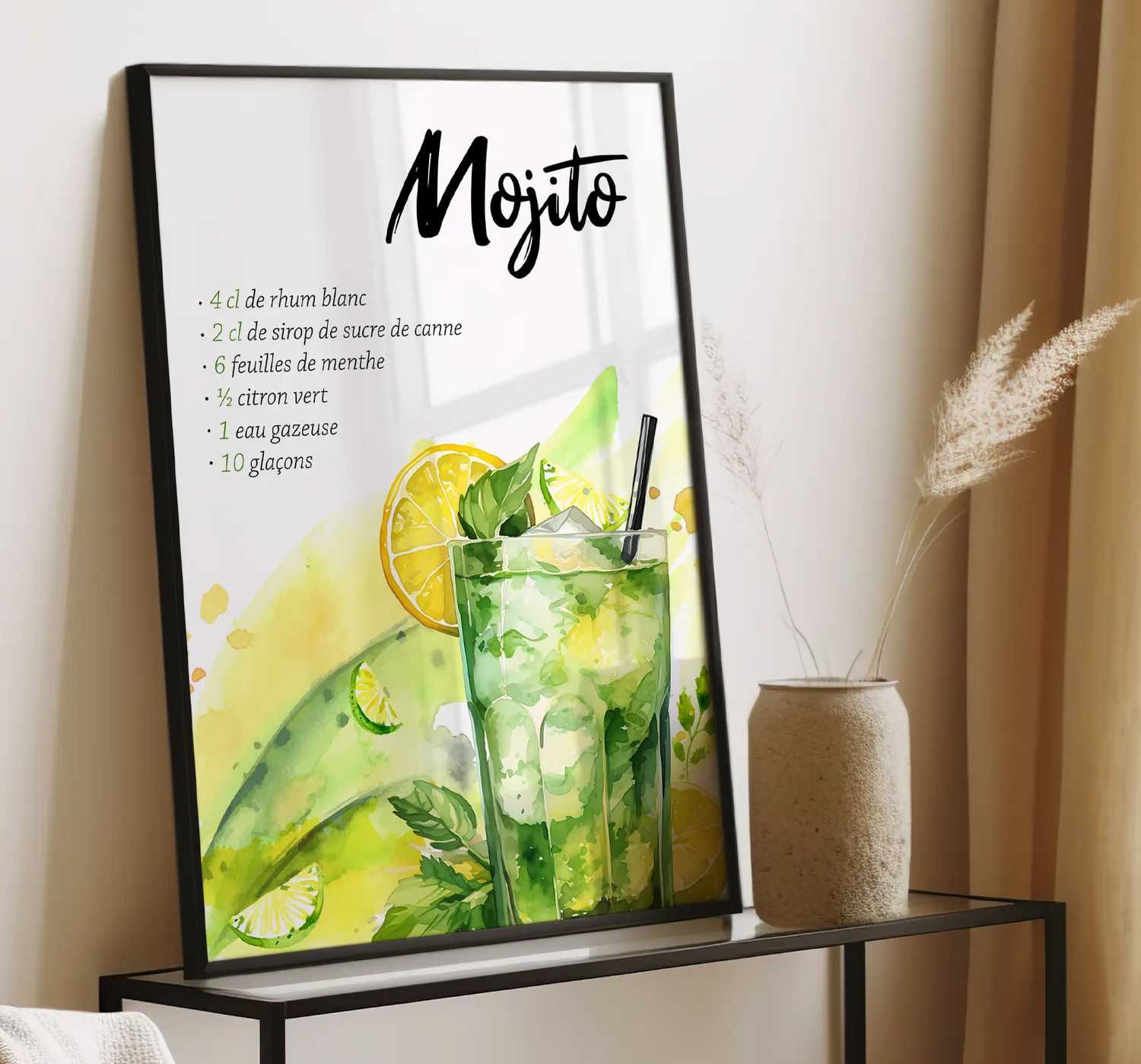 Papeterie Créative Cocktails lot 6 affiches recettes aquarelle