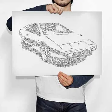 DrawInside Lotus Esprit S1 affiche A3 Wet Nellie
