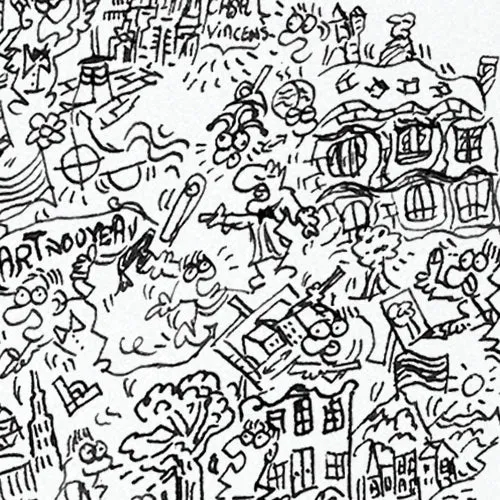 DrawInside Gaudi affiche 30x30 cm Barcelone