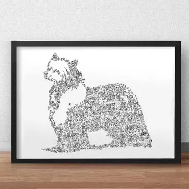 DrawInside Chien Chinois affiche A4 21x30 cm papier mat