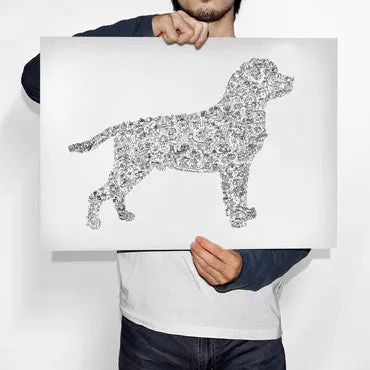 DrawInside Rottweiler affiche A4 21x30 cm queue longue