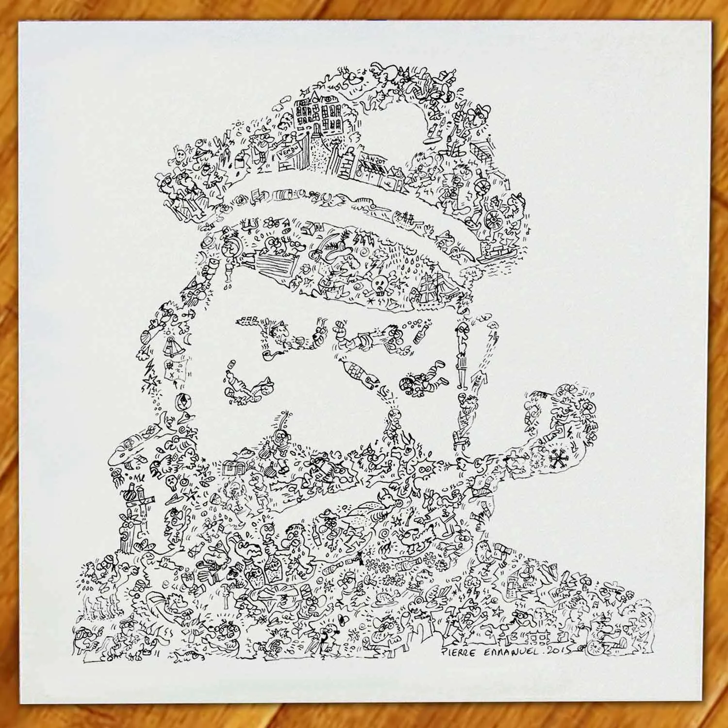 DrawInside Archibald Haddock Tintin affiche 20x20 cm
