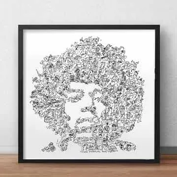 DrawInside Jimi Hendrix portrait affiche 30x30 rock